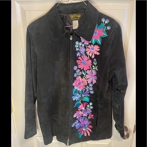 Bob Mackie wearable art leather jacket sz S - Picture 1 of 7